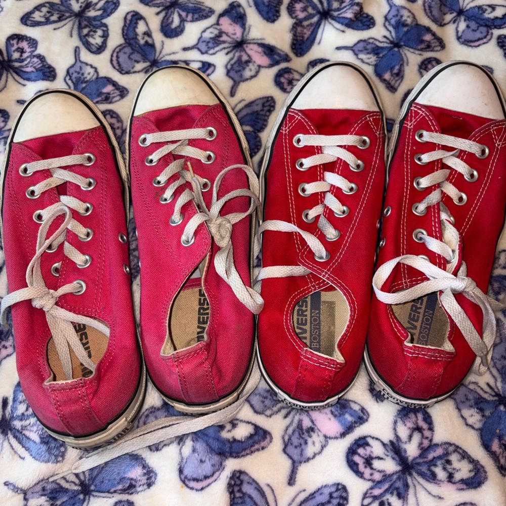 Converse pink and  Red Sneakers